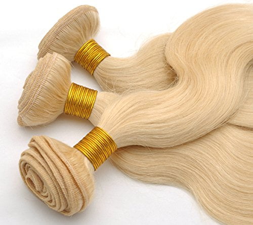 virgin remy hair weave blond color 